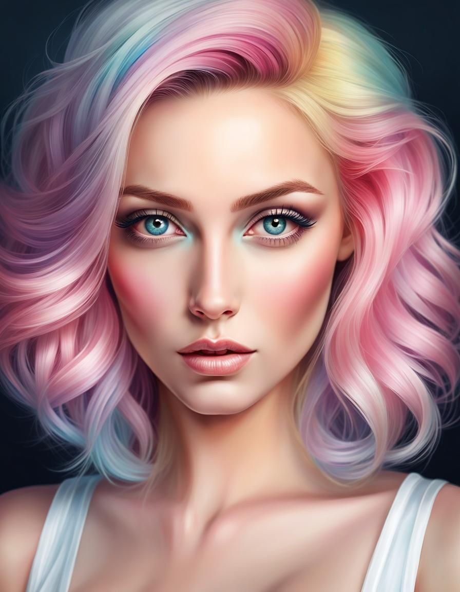 Detailed Pin-Up Portrait in Pastel Colors
