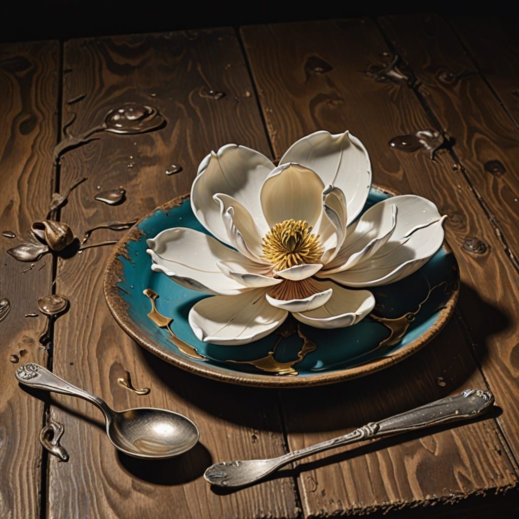 Surreal Magnolia and Spoon Still Life