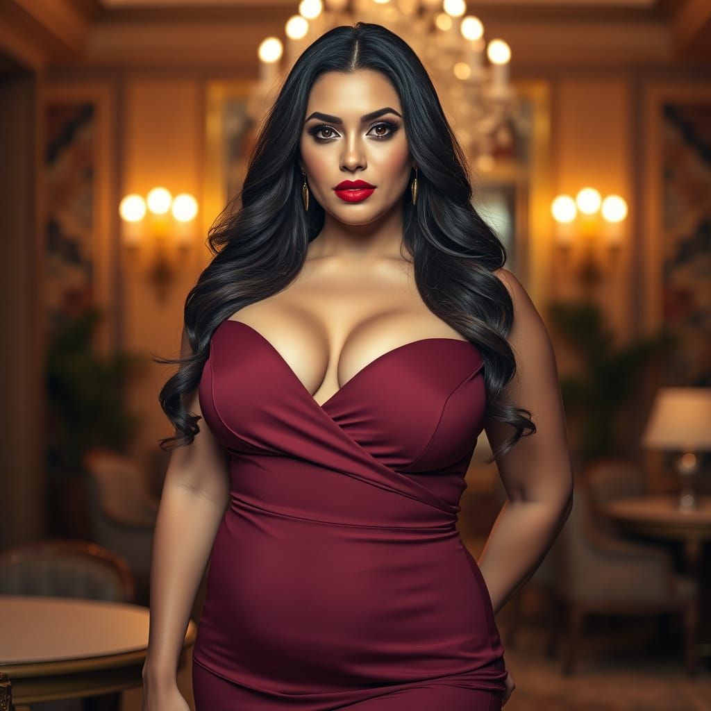 Elegant Hourglass Figure in Luxurious Setting