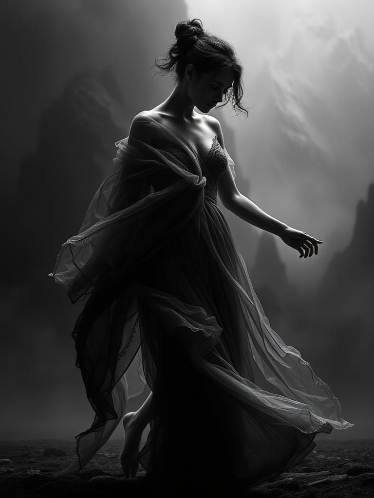 interesting black and white Fine Art full body dancer photog...