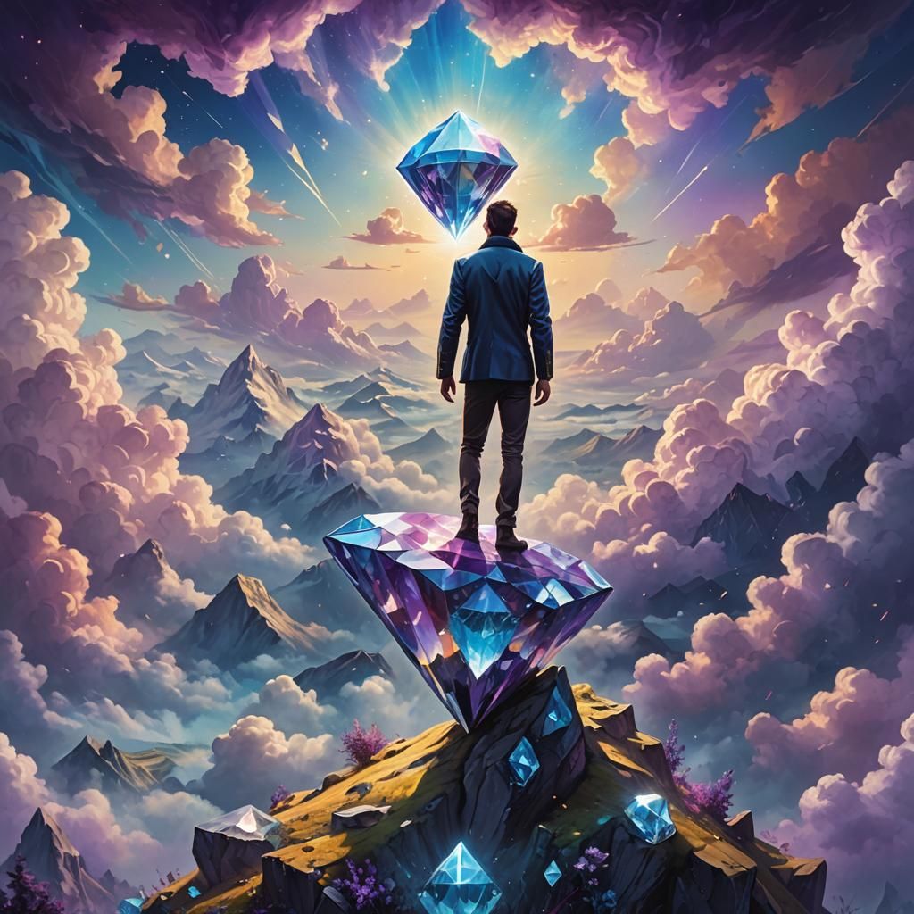 Diamond Peak: Fantasy Concept Art of Man in Nature