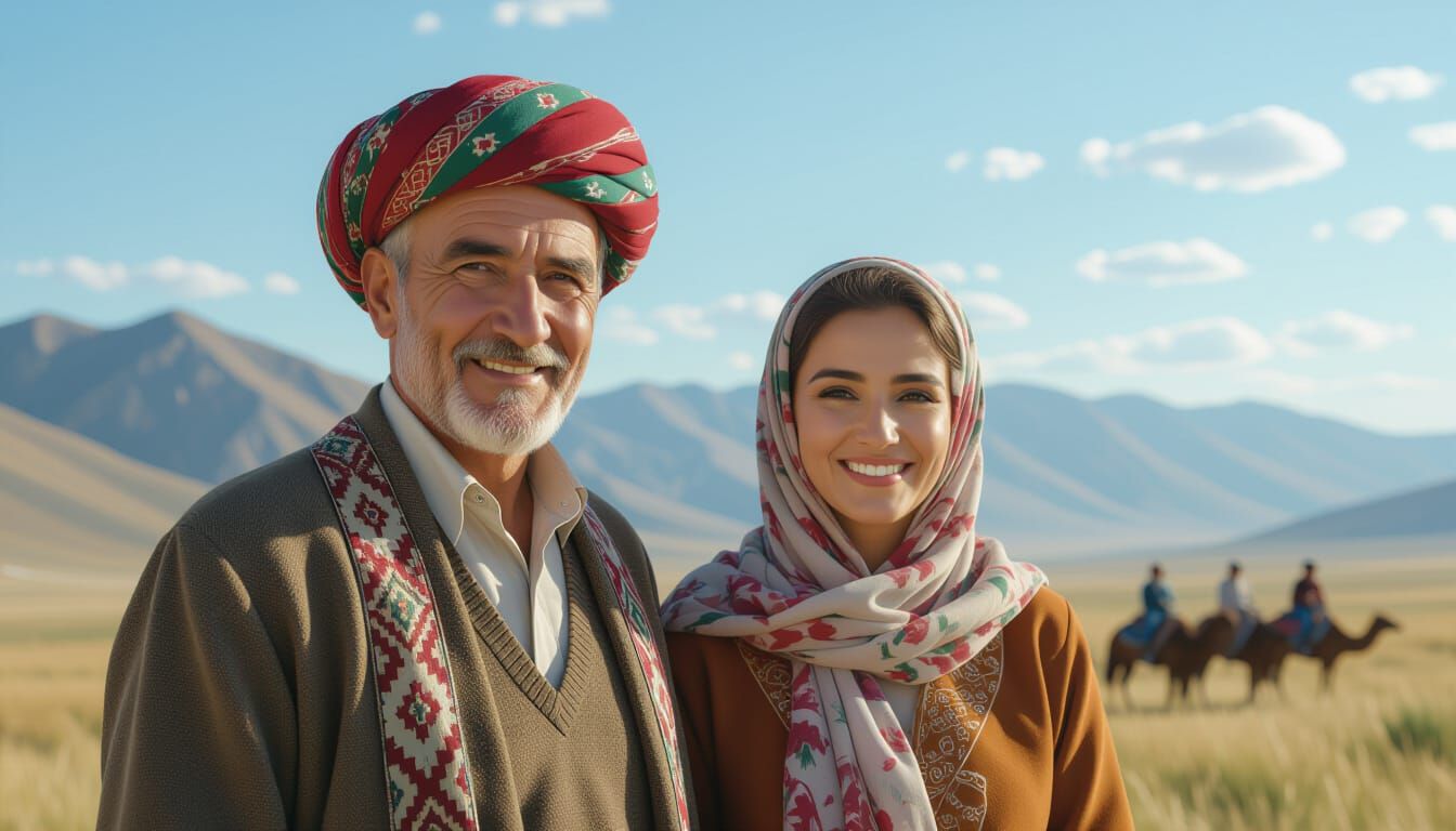 Azerbaijan People in Beautiful Landscape: Realistic Render