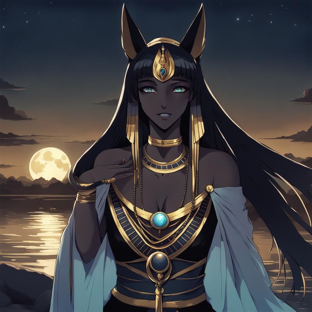 Anime Style Anubis Woman in Ancient Egypt