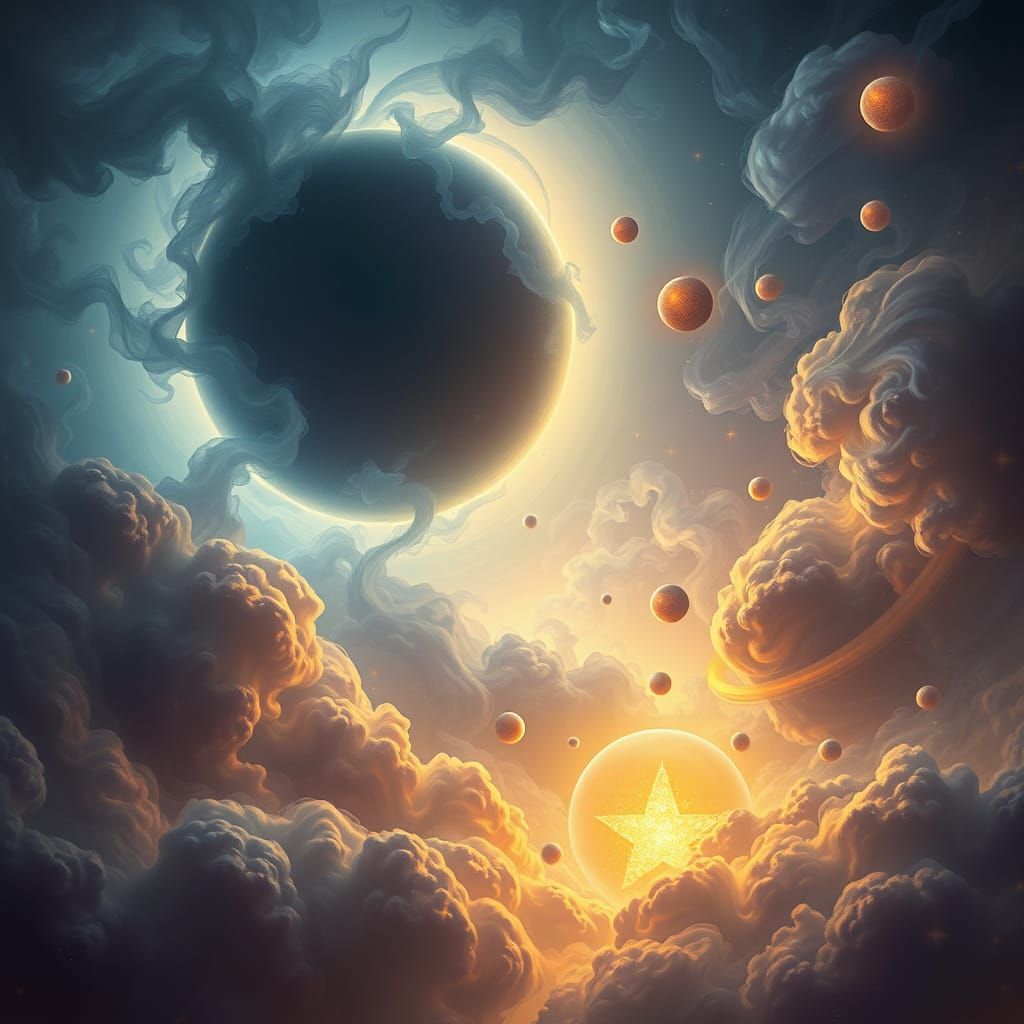 Cosmic Smoke World With Glowing Star Embers