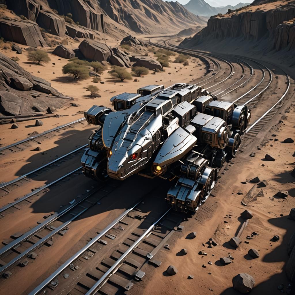 Komodo Dragon Shadow Train in Sci-Fi Style