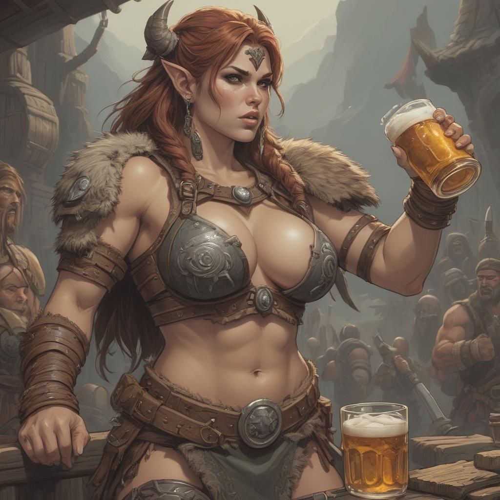 Fantasy Barbarian Drinking Beer in 4K