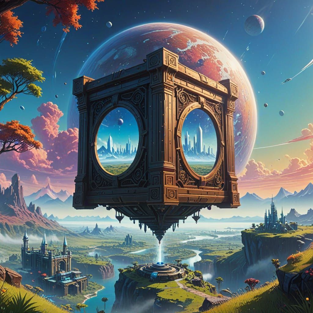 Ethereal Sanctum Births Magical Beings Over Vibrant Cityscap...