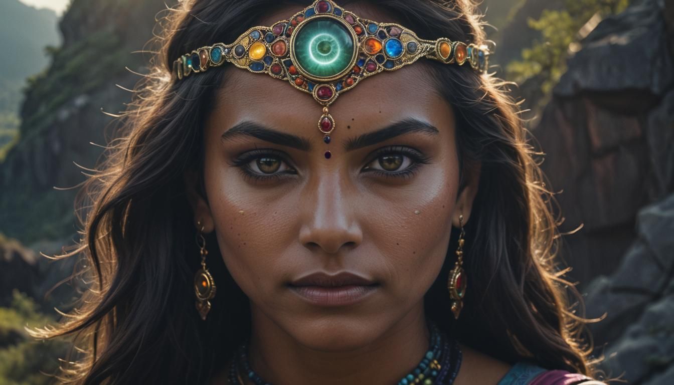 Mystical Ajna Chakra on Woman's Forehead: Cinematic Film Sti...