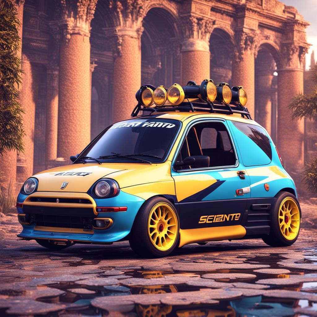 Fiat Seicento Rally Car in Detailed Matte Painting
