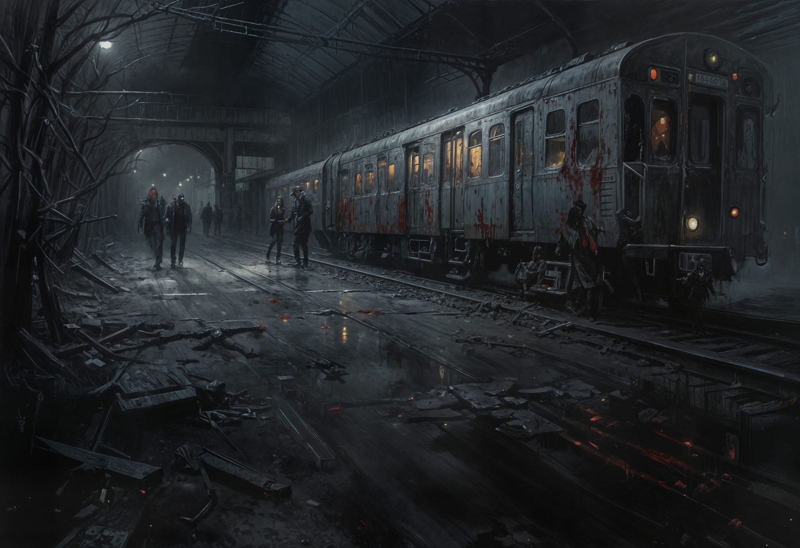 Noir Zombie Horror at Train Station