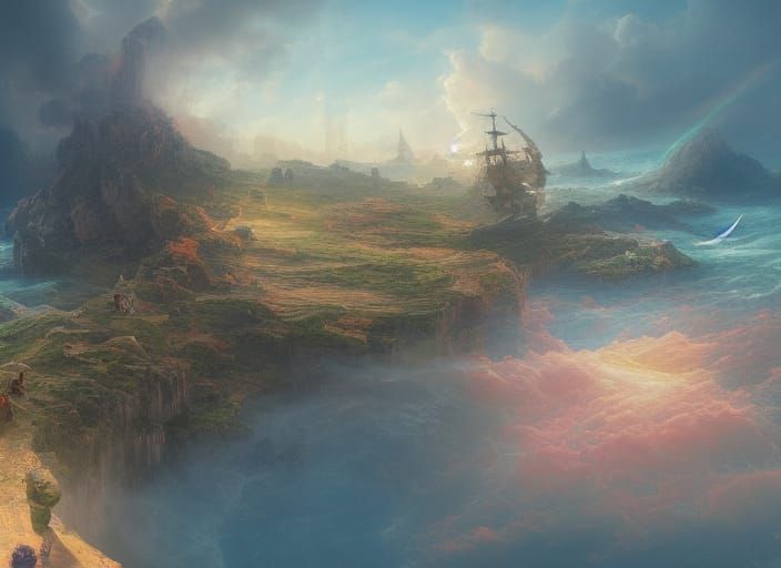 Mysterious Renaissance Landscape Illustration in 8K