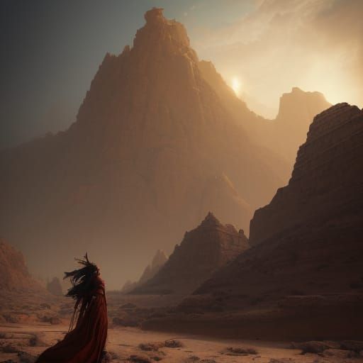 Desert Monolith Queen in Dark Fantasy Style