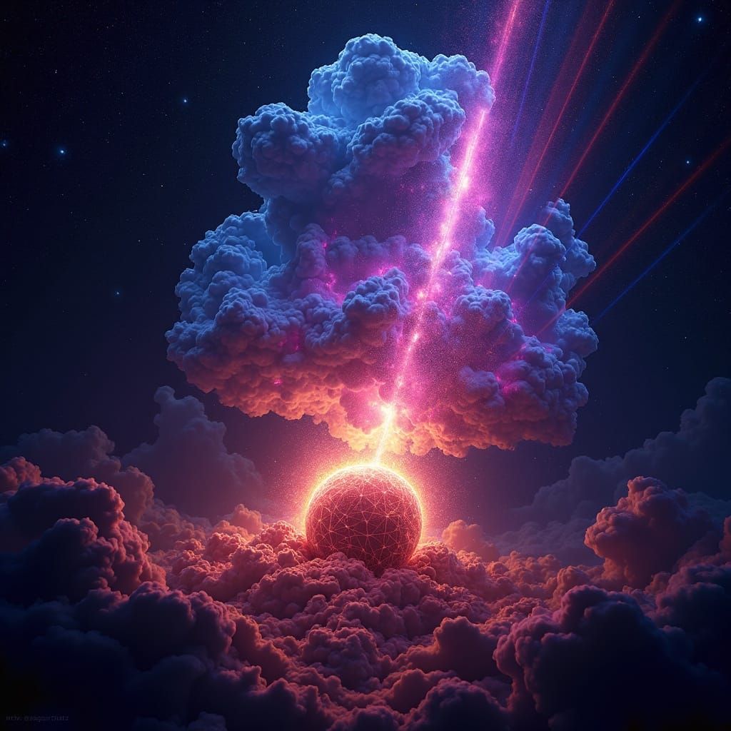 Psychedelic Laser Storm Cloud in Deep Space
