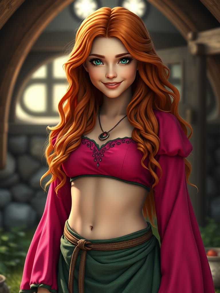 Medieval Maiden in Vibrant Hues