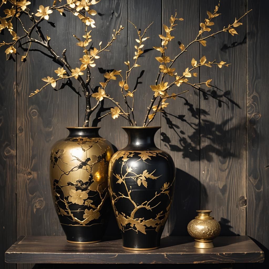 Kintsugi Vase Repaired with Gold Lacquer