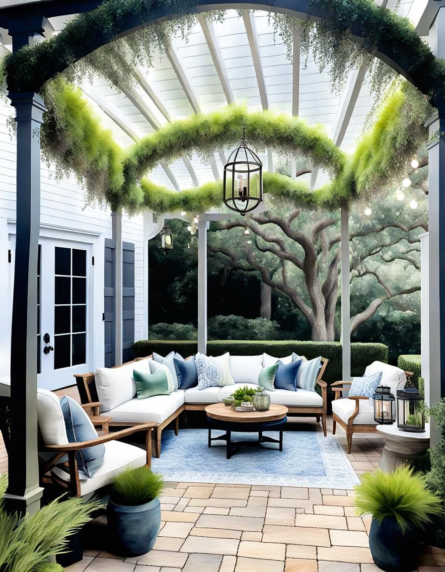 Watercolor Cottage Garden with Boho Chic Design