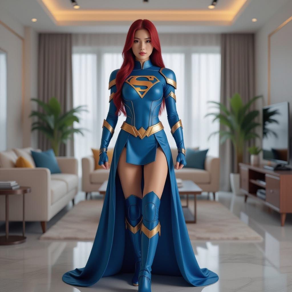Chinese Superheroine in Modern Room, Infinity Star Portrait
