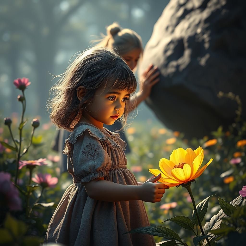 Protective Mother Saves Child: Dark Fantasy Art