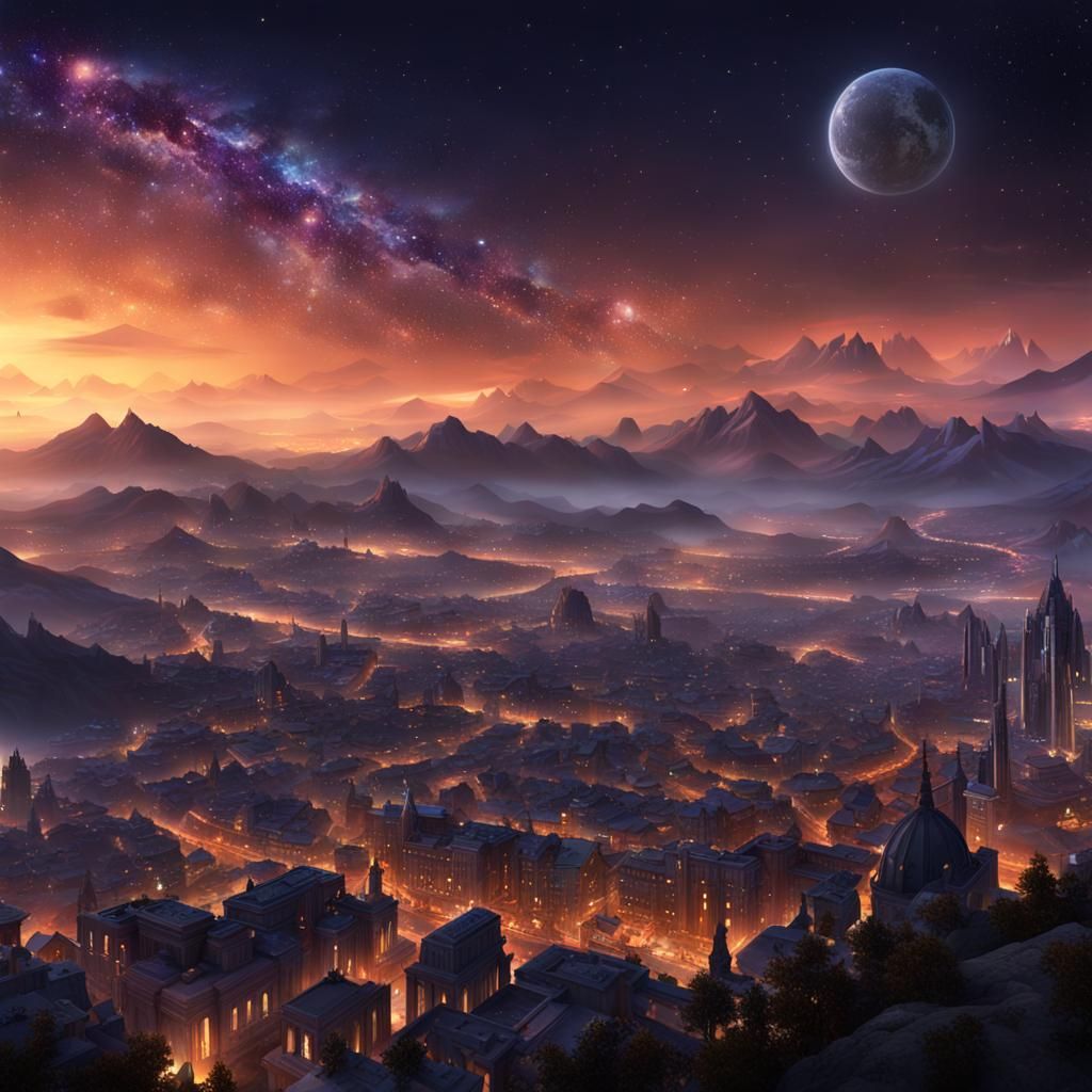 Velaris Night Cityscape in Twilight Colors