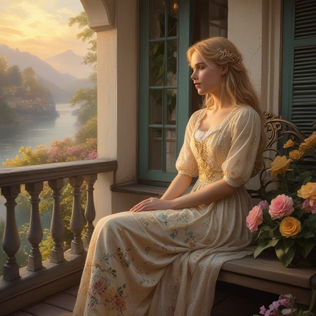 Ethereal Summer Serenade in Whimsical Thomas Kinkade Style