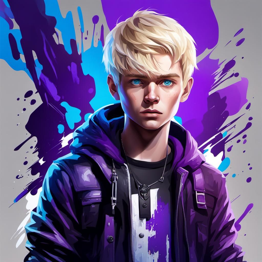Blond Boy in Colorful Splash Art Style
