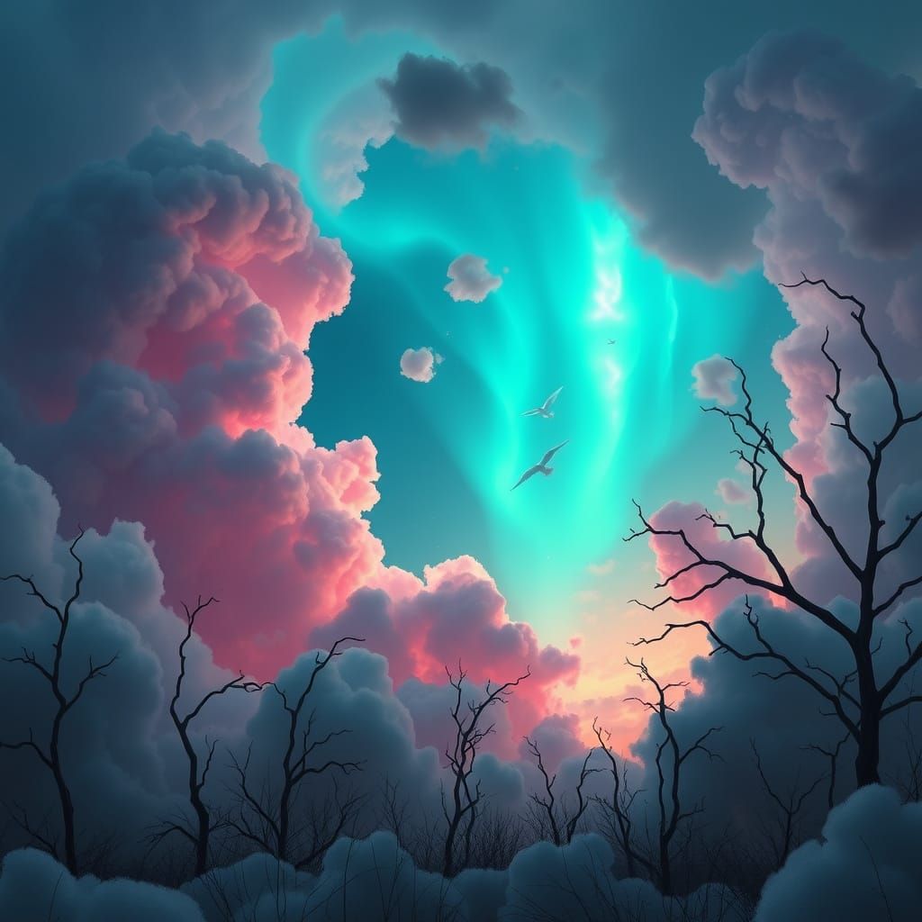 Surreal Dreams of Cotton Candy in Darkened Landscapes