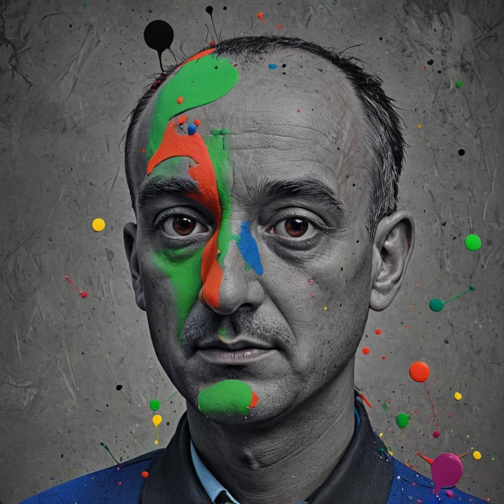 Neon Surrealist Portrait in Pop Art Style