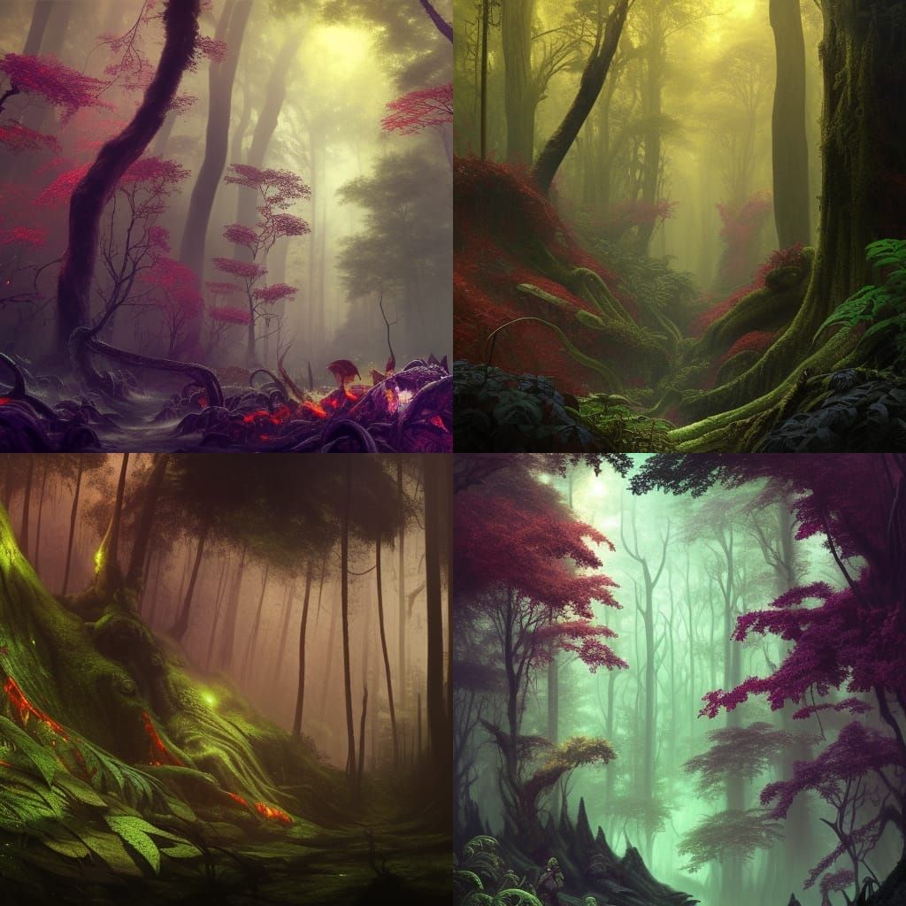 Lush Hellish Forest: Dark Fantasy Concept Art