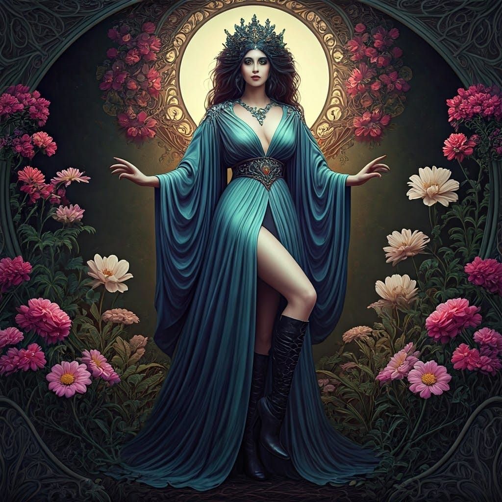 Ethereal Queen of the Faeries in Elegant Soiree Attire