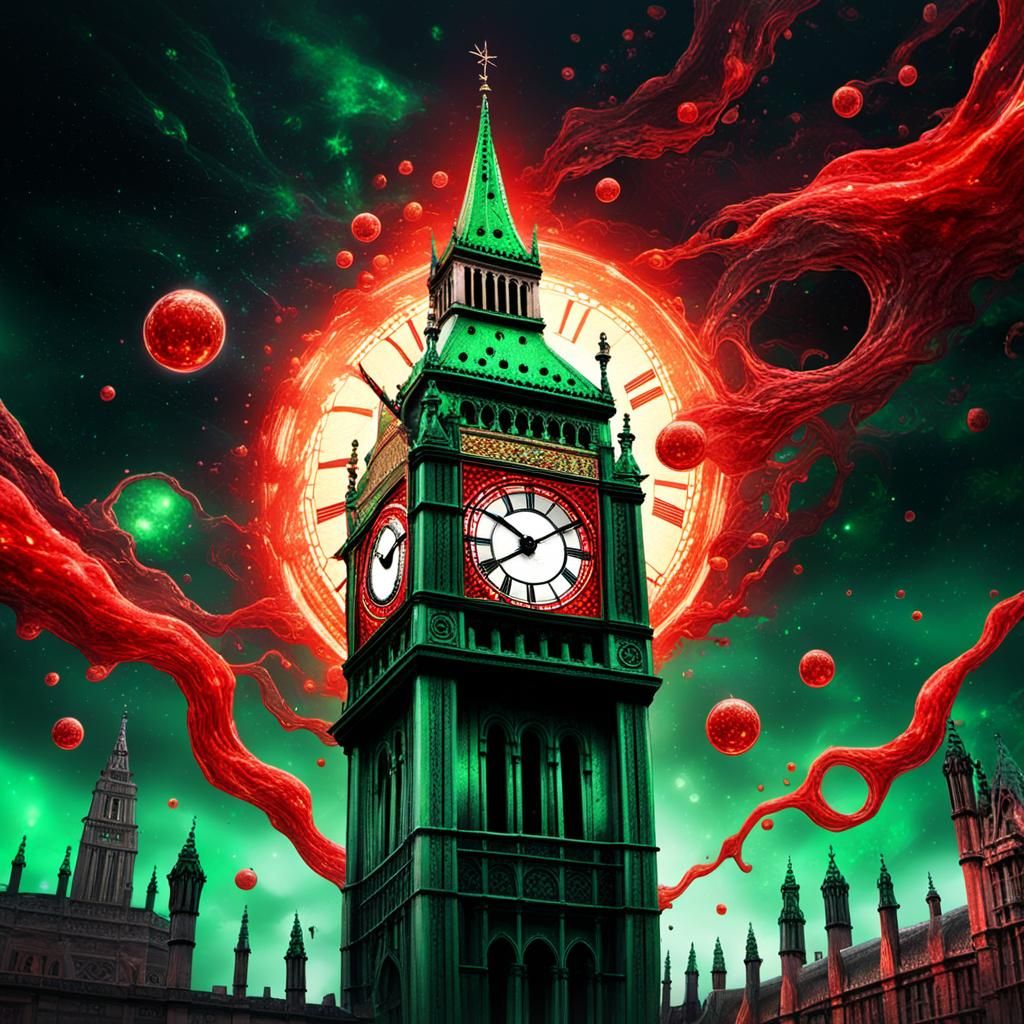 Creepy Cosmic Clock Tower in London Street