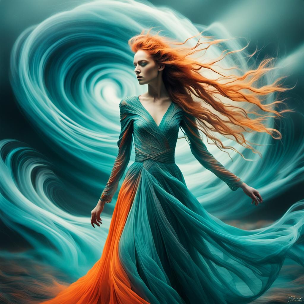 Ethereal Model in Storm, Conceptual Fashion Photography