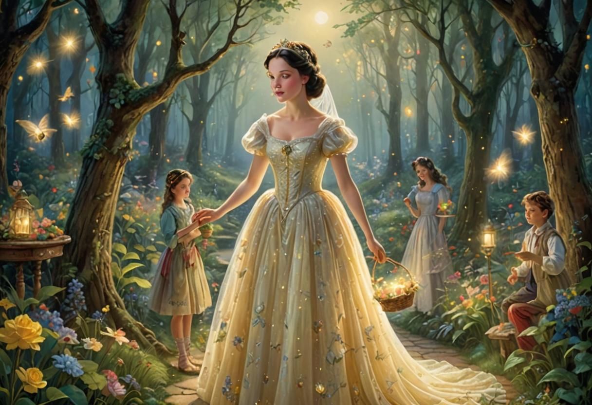 Snow White in Mystical Forest: Kinkade Style