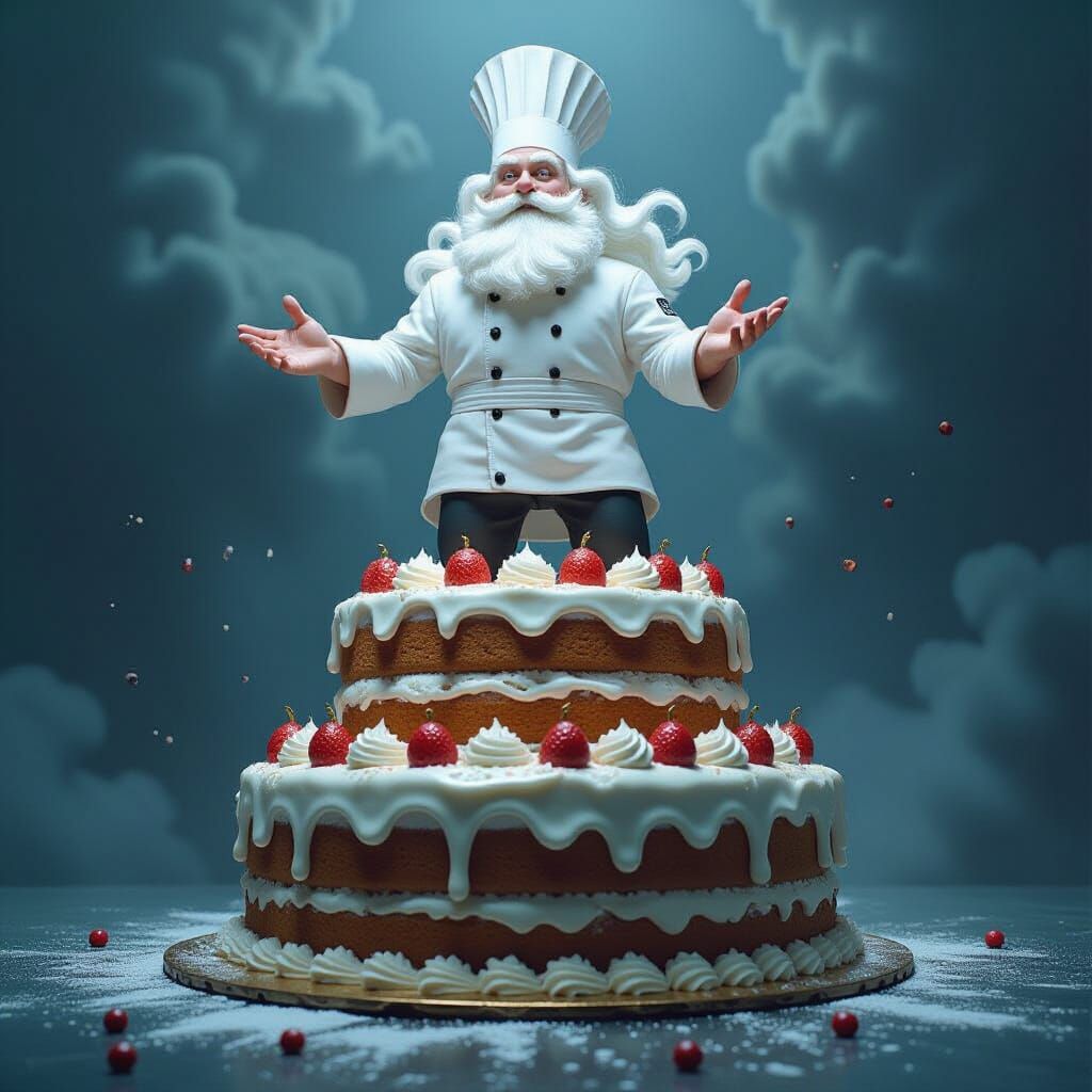 The Chef: Sinister Cake Supervillain in Dark Digital Art