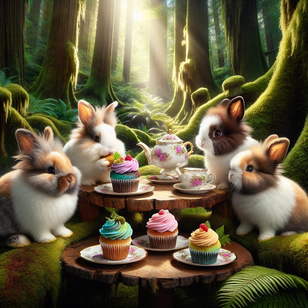 Enchanted Forest Tea Party with Adorable Rabbits