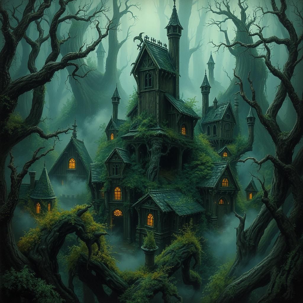 Enchanted Forest Ruins in Dark Fantasy Style