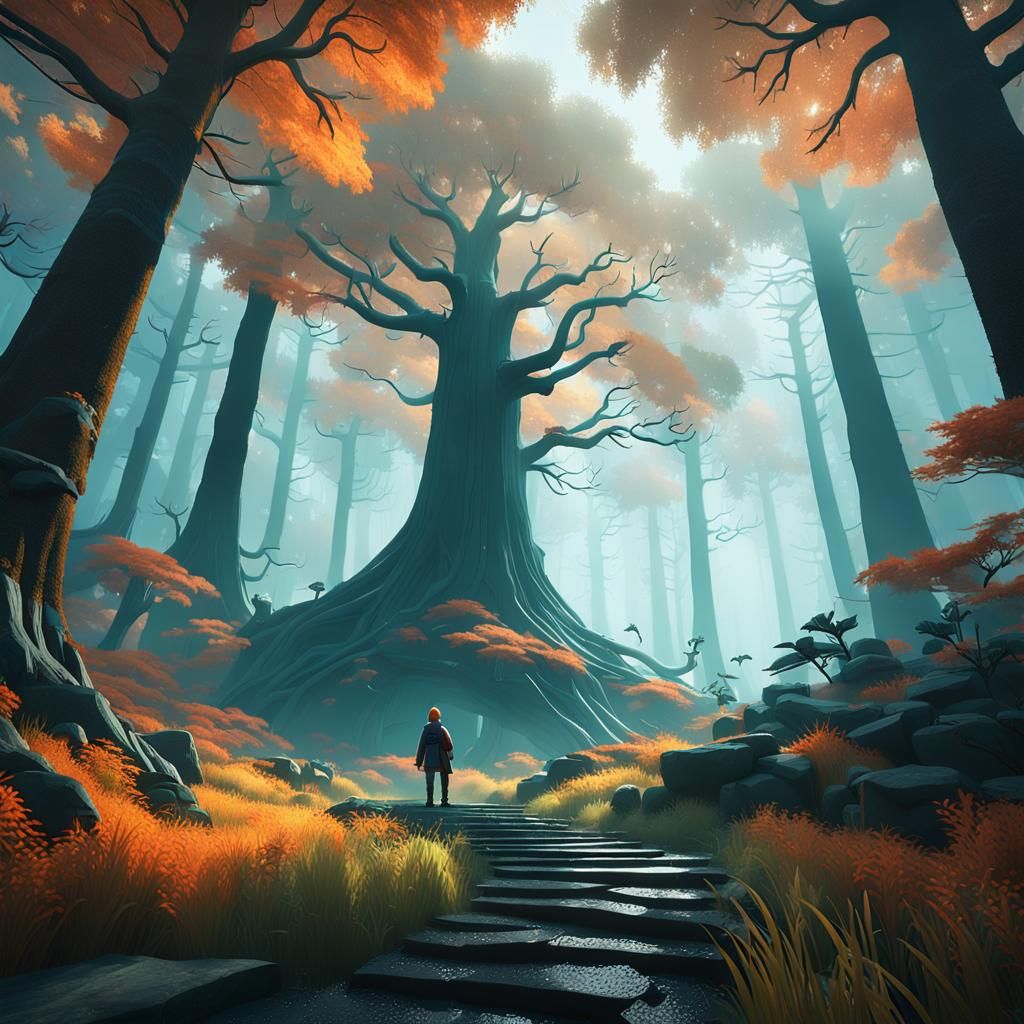 Naruto in Mystical Forest: Anime-Inspired Concept Art