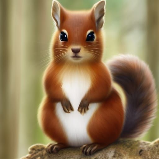 Chibi Squirrel with Flower Crown in Forest