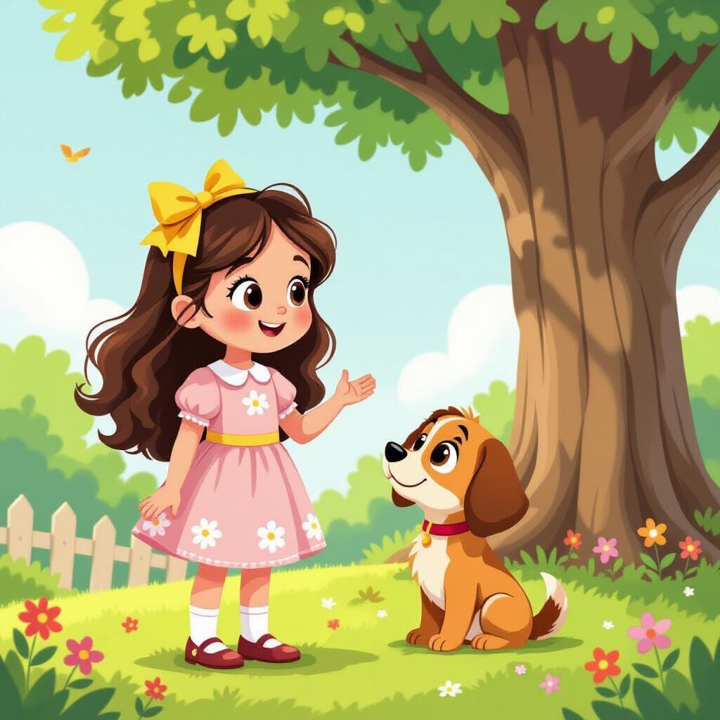 Children's Book Illustration of Lila Talking to Tobi