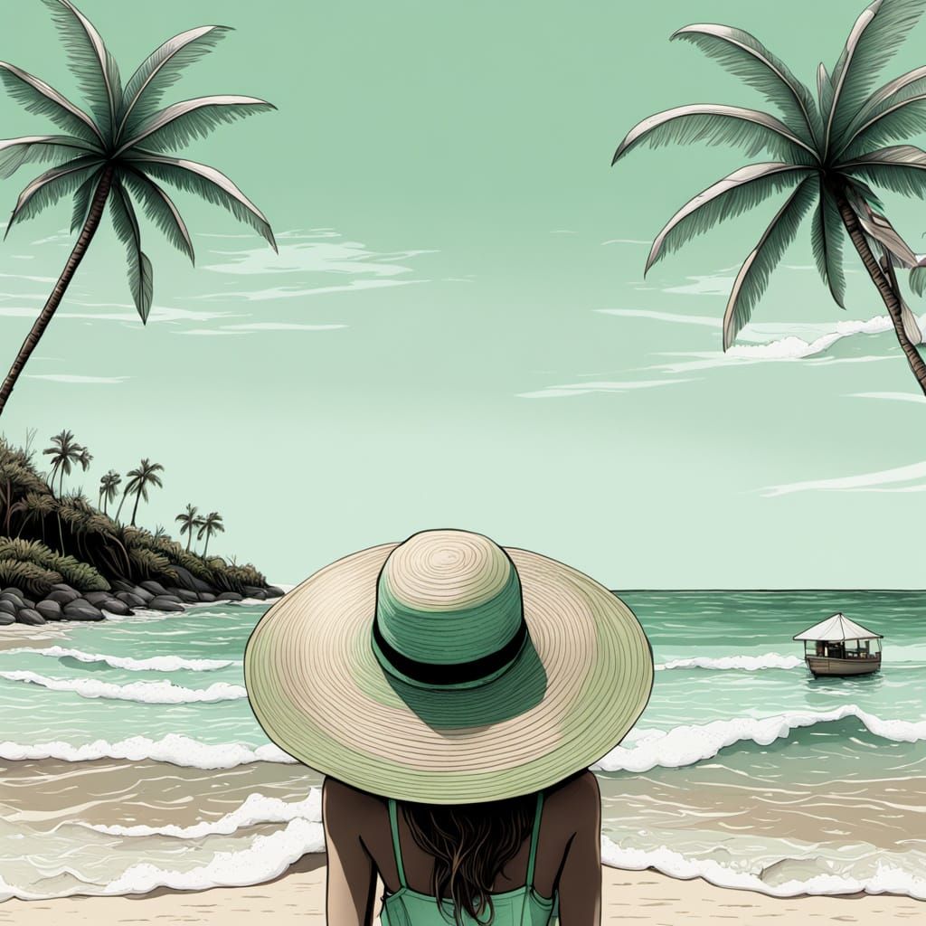 Person in Beach Hat with Copic Marker Colors