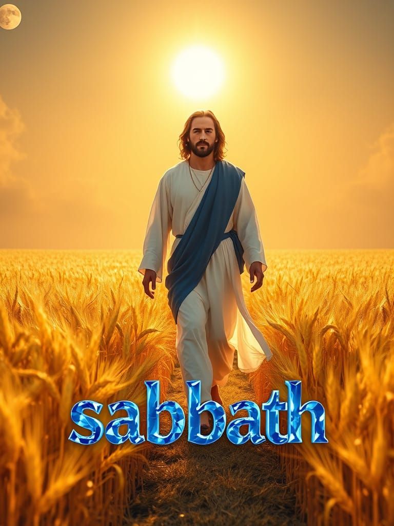 Serenely Walking Christ in Resplendent Golden Wheatfield