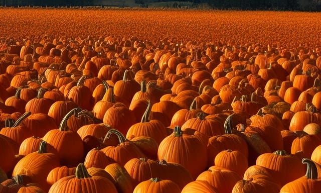 Photorealistic Pumpkin Field Floating in Clouds