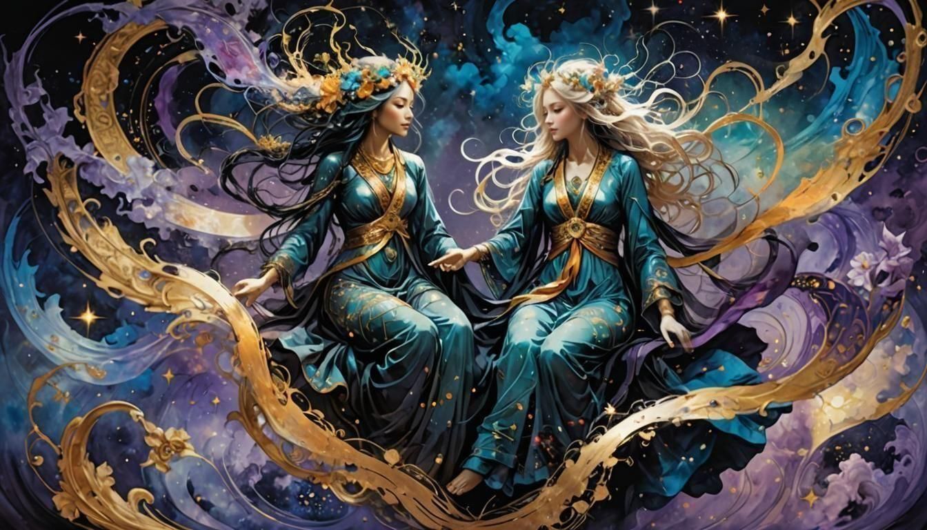 Intertwined Cosmic Energies: A Dye-Transfer Masterpiece