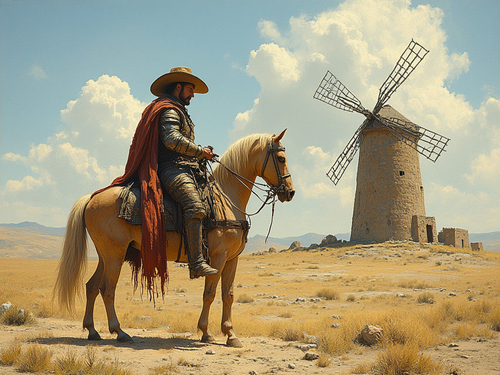 Don Quixote in Spanish Landscape, Romantic Realism