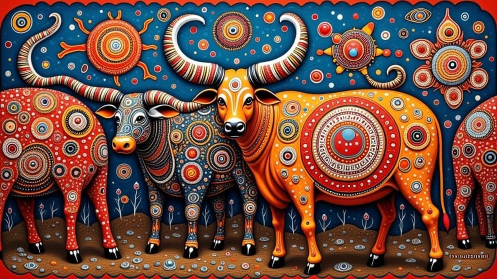 Sacred Cows in Vibrant Dhokra Tribal Art