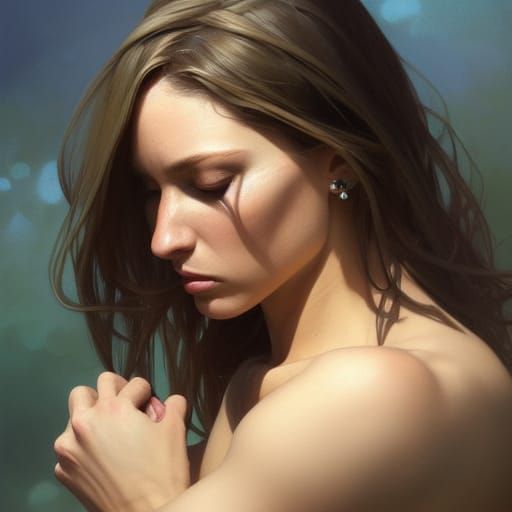 Striking Portrait of a Woman with Blue-Green Eyes