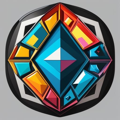 Angular Cubist Makeup Bag with Geometric Shapes and Art Deco...