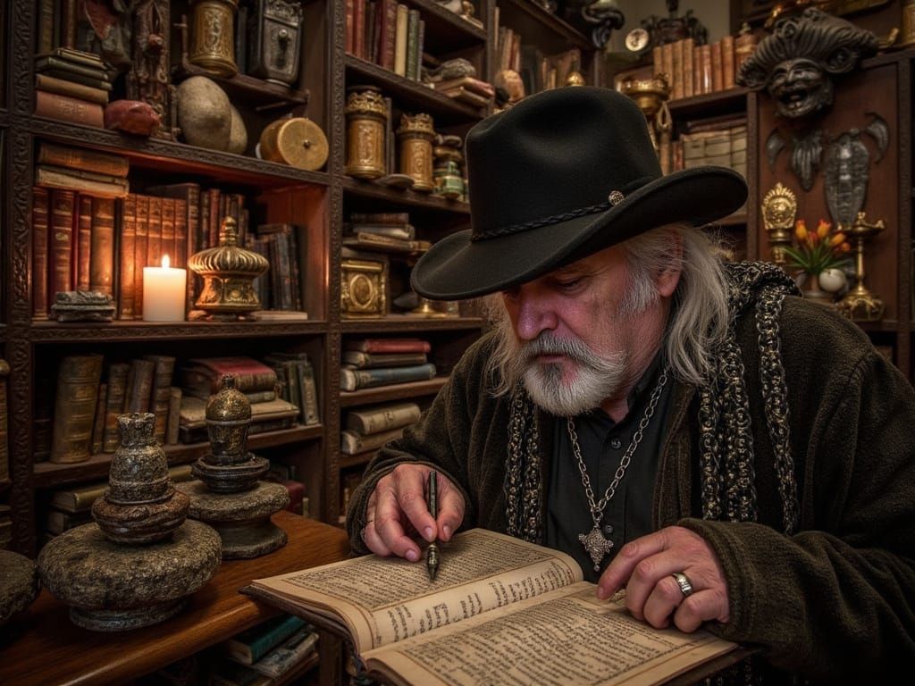 Enigmatic Medieval Scholar Deciphering Ancient Runes