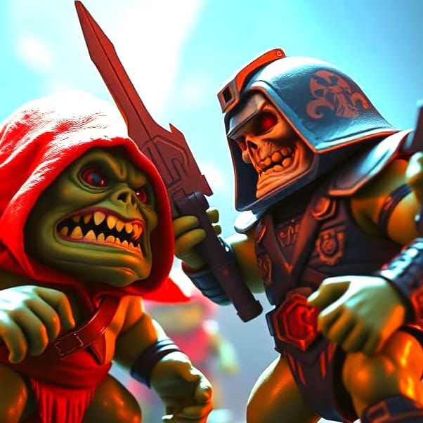 Cute Skeletor and He-Man Battle in Film Still