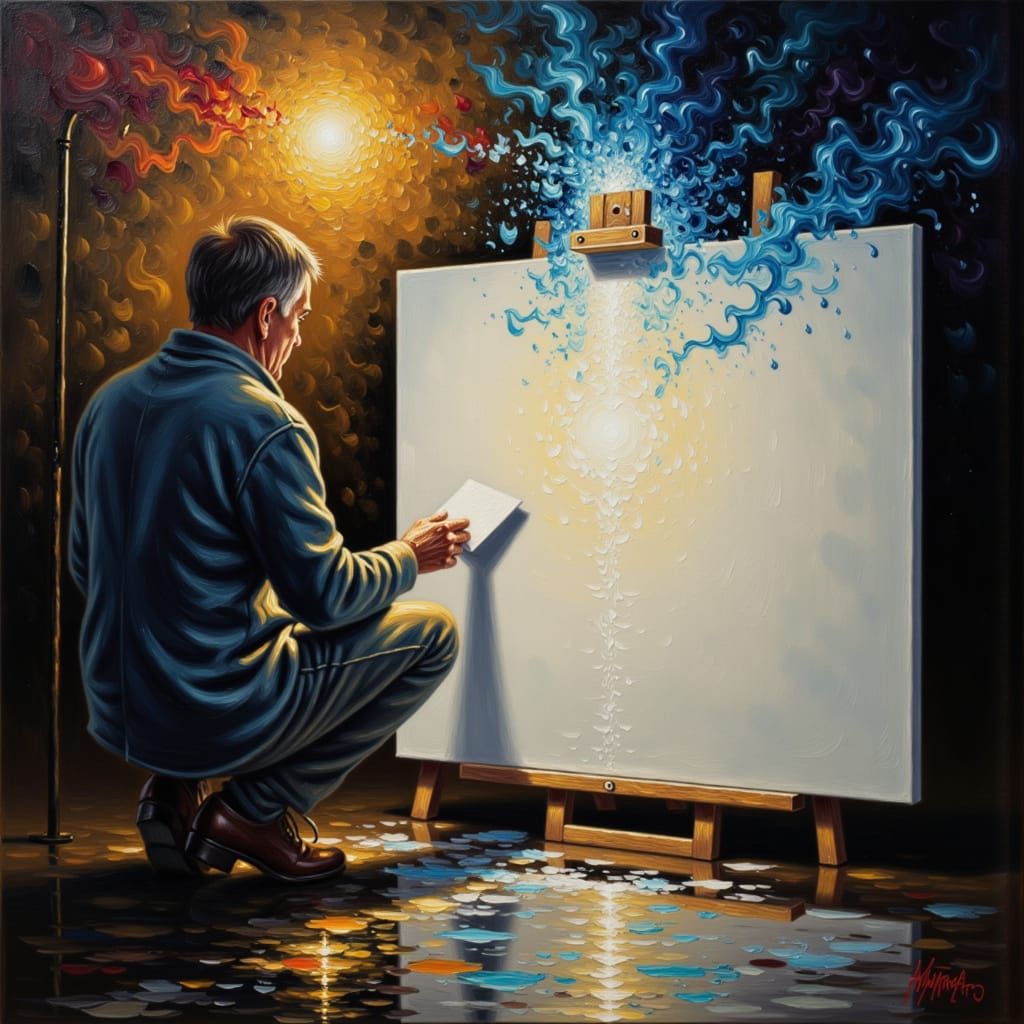 Tormented Artist's Oil Painting Masterpiece