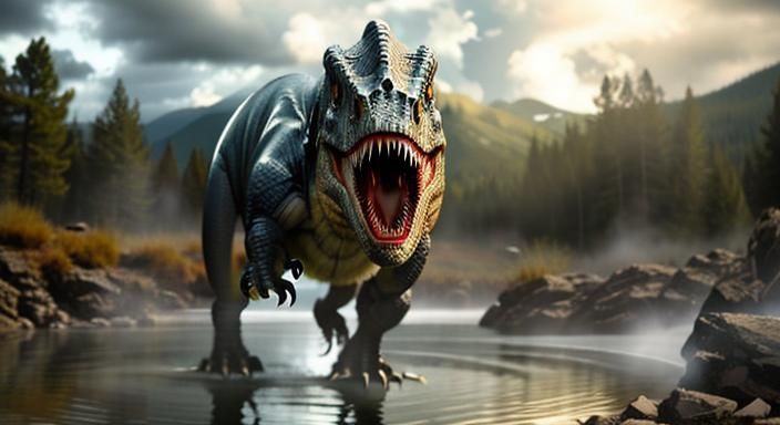 Realistic T-Rex Ready to Attack, Professional Photograph